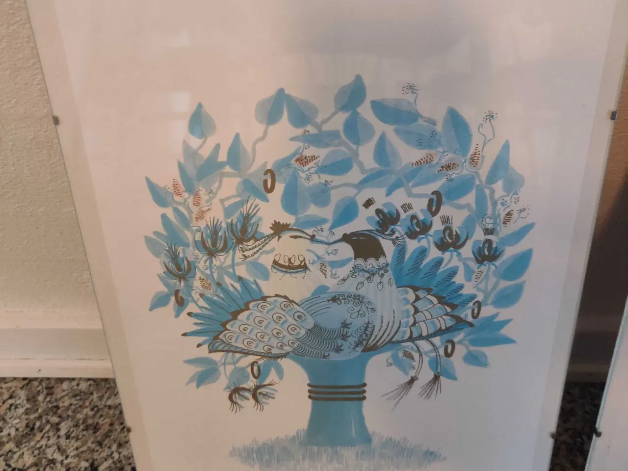 Billede 3 - To plakater med trædesign i blå og rosa nuancer