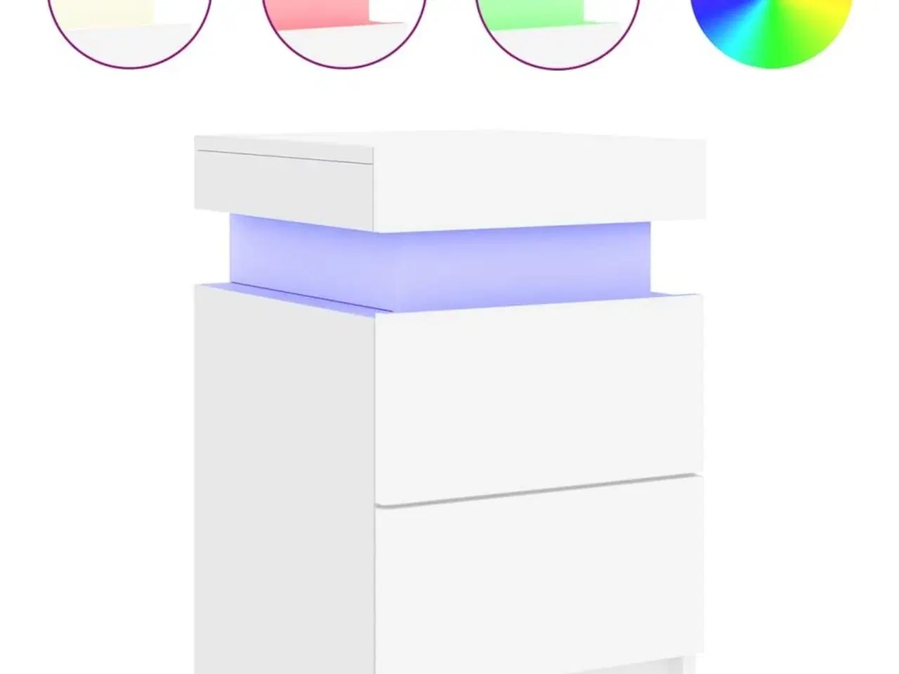Billede 2 - Sengebord med LED-lys 35x39x55 cm hvid