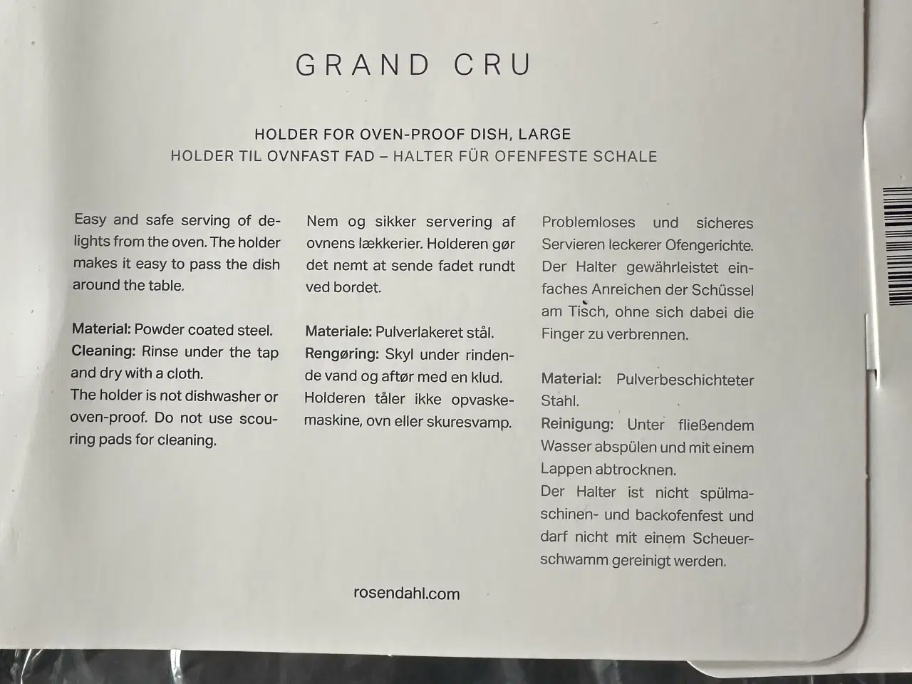 Billede 2 - Rosendahl Grand Cru Holder til Ovnfast fad large