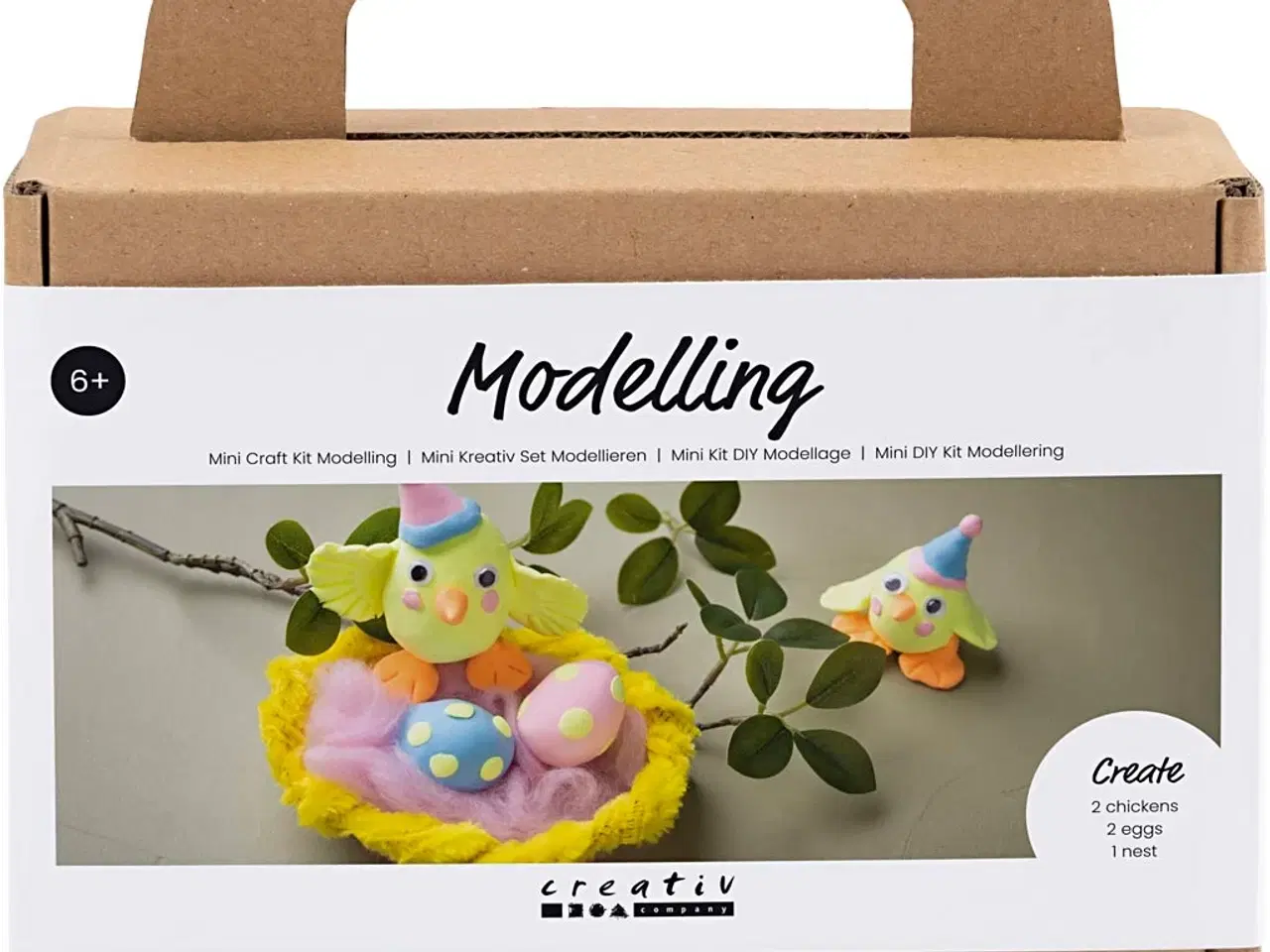 Billede 1 - Mini DIY Kit Modellering, Påskefamilie, lys blå, orange, pastelpink, lys gul, 1 pk.