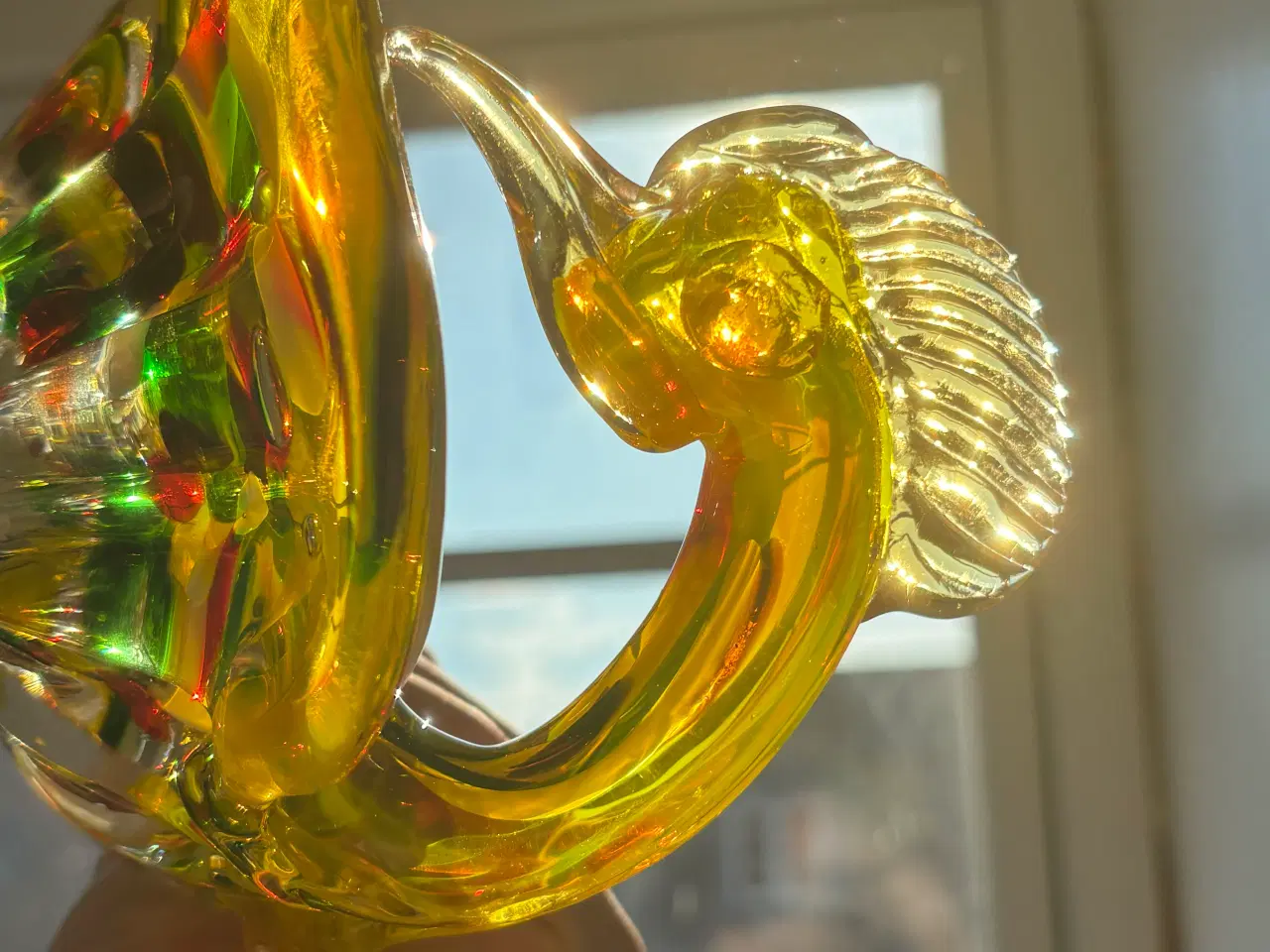 Billede 12 - Smuk vintage Murano-style glas-skulptur – gul fugl