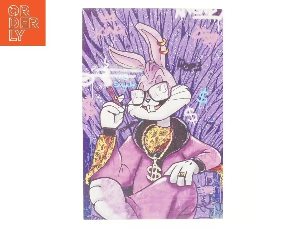 Billede 1 - Kunstplakat med graffiti og kaninmotiv (str. 60x40 cm)