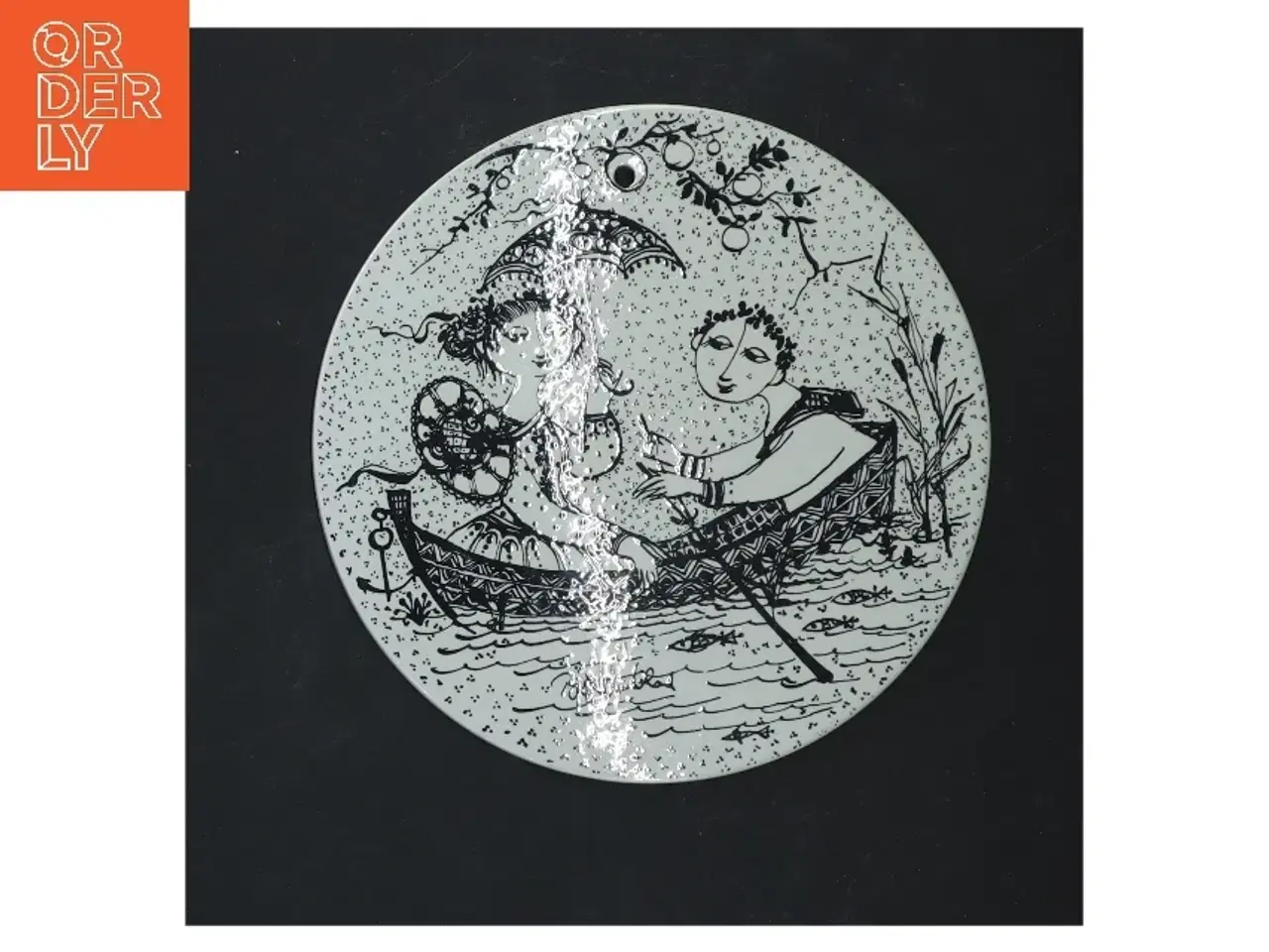 Billede 1 - Dekorativ porcelænskunst på vægplade fra Bjørn Wiinblad (str. Ø 15 cm)