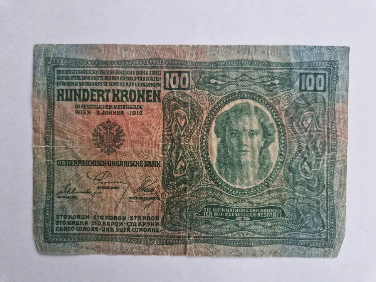 Billede 1 - 100 Kronen Austria-Hungary - Slidt