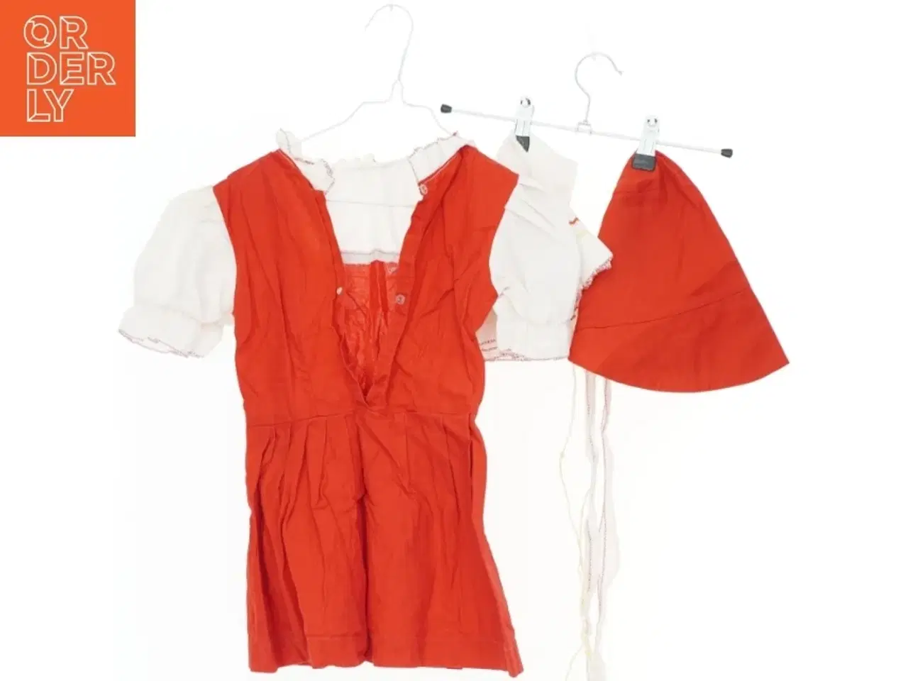 Billede 2 - Rødhætte udklædning med rød kjole og hat (str. 92) Perfekt til fastelavn