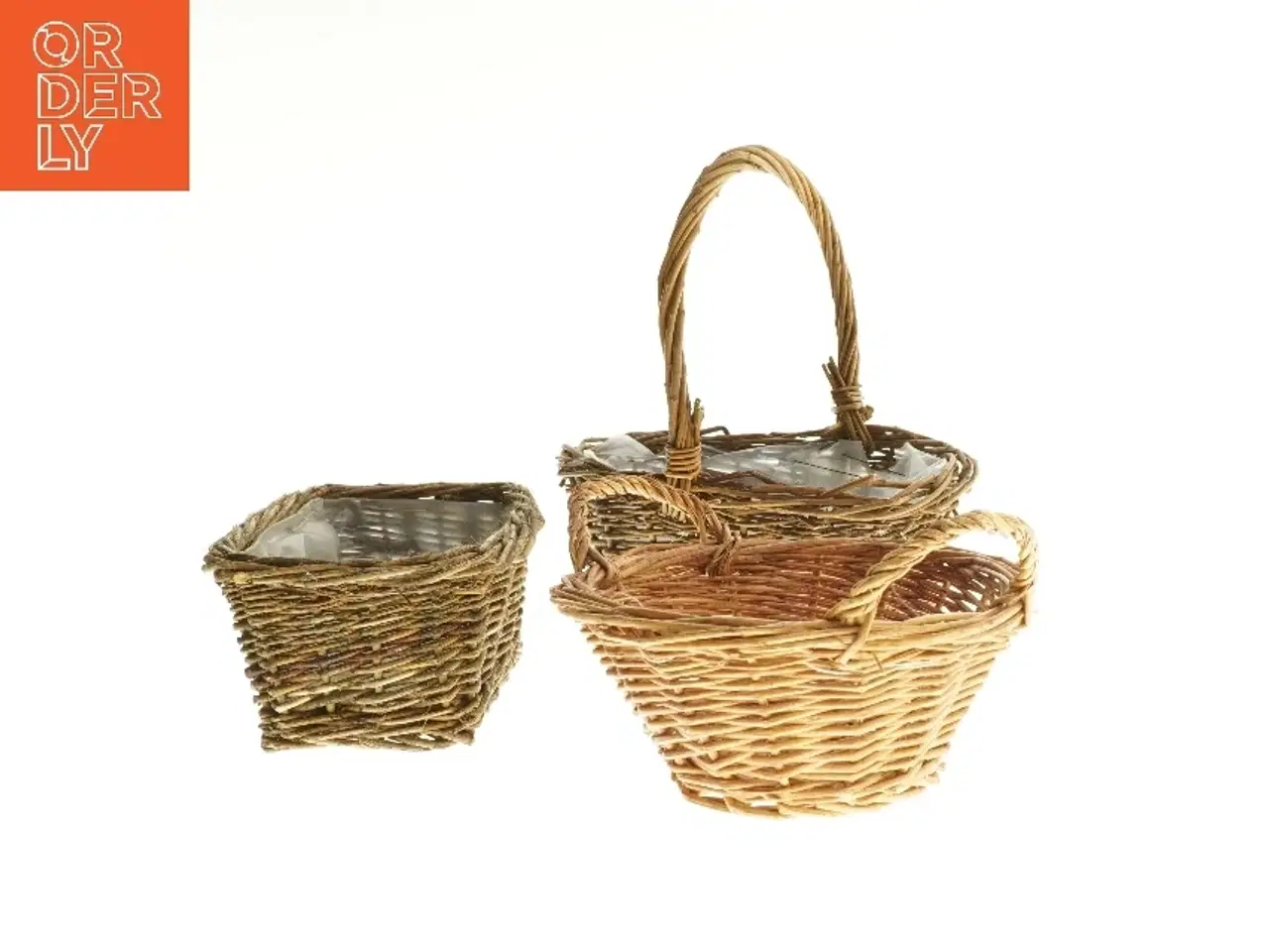 Billede 2 - 3 Flettede kurve med håndtag (str. 8x15x9 cm)