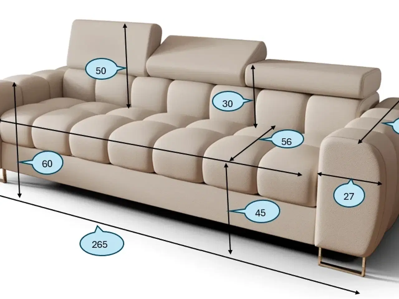 Billede 3 - ASPER III  3-personers SOFA 265 CM