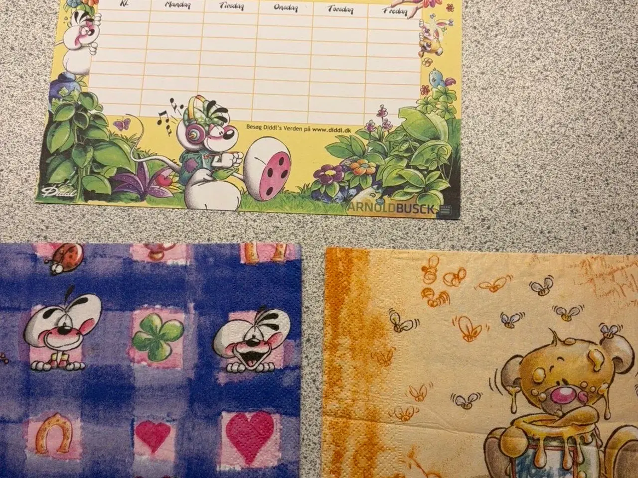 Billede 1 - Diddl serviet og skoleskema 