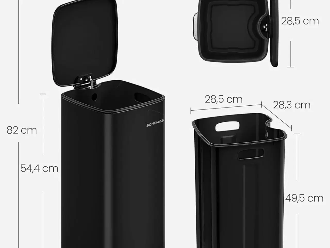 Billede 5 - Skraldespand 30 l køkkenpedalspand med inderspand, soft close, sort (LTB593B02)