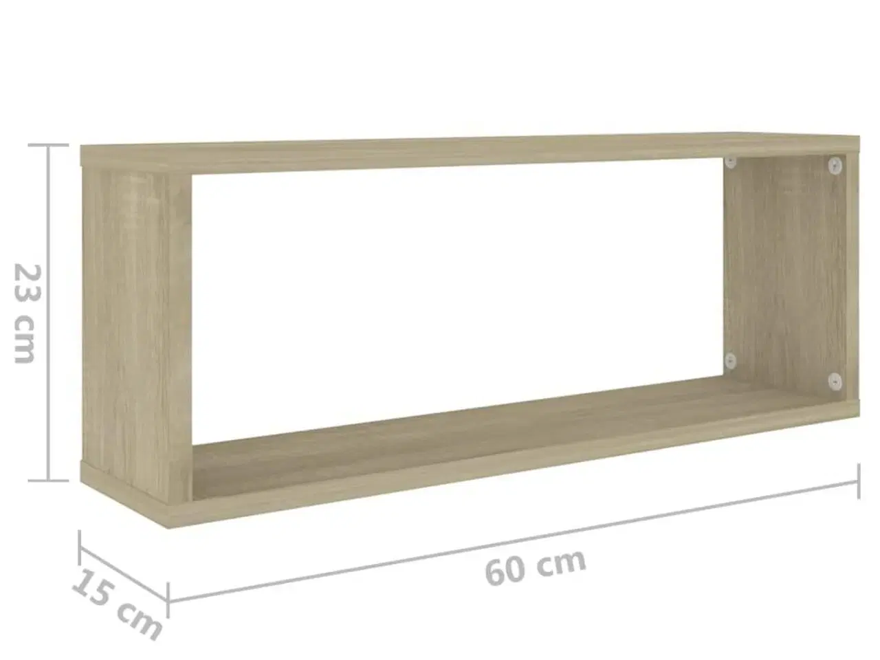 Billede 9 - Væghylder 2stk. 60x15x23cm kubeformet konstrueret træ sonoma-eg