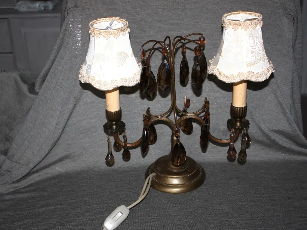 Billede 1 - Bordlampe med prismer antik