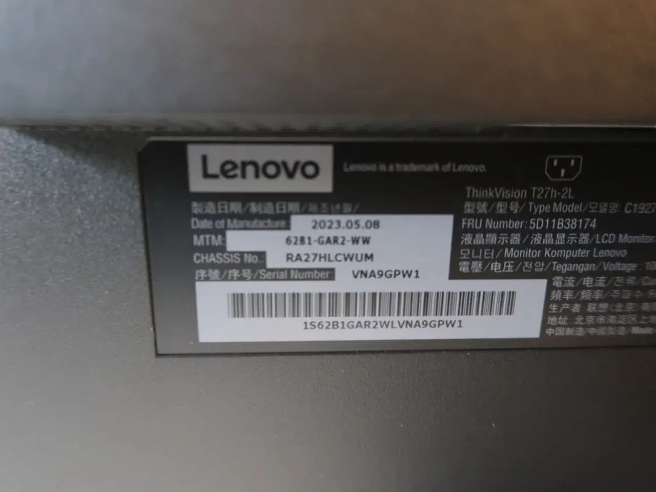 Billede 3 - Lenovo ThinkVision T27h-2L 27" QHD-skærm