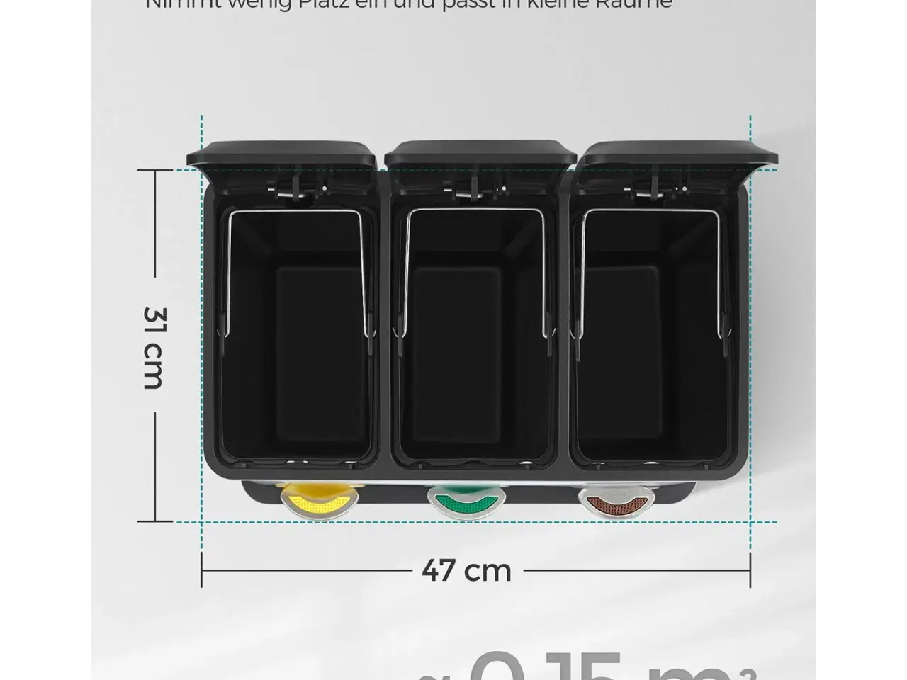 Billede 4 - Skraldespand med pedal 3-i-1 24 l, stål, sølv