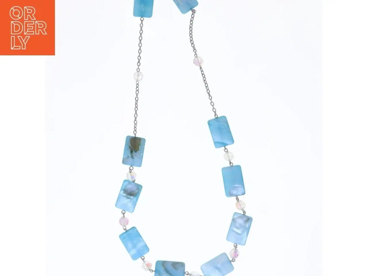 Billede 2 - Blå halskæde med rektangulære perler (str. 96 cm)