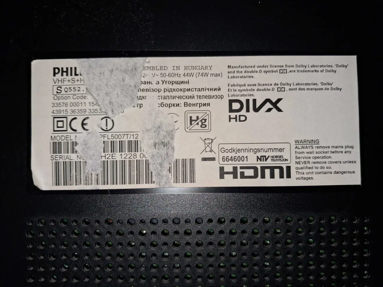 Billede 2 - Philips tv med vægophæng og bordstander