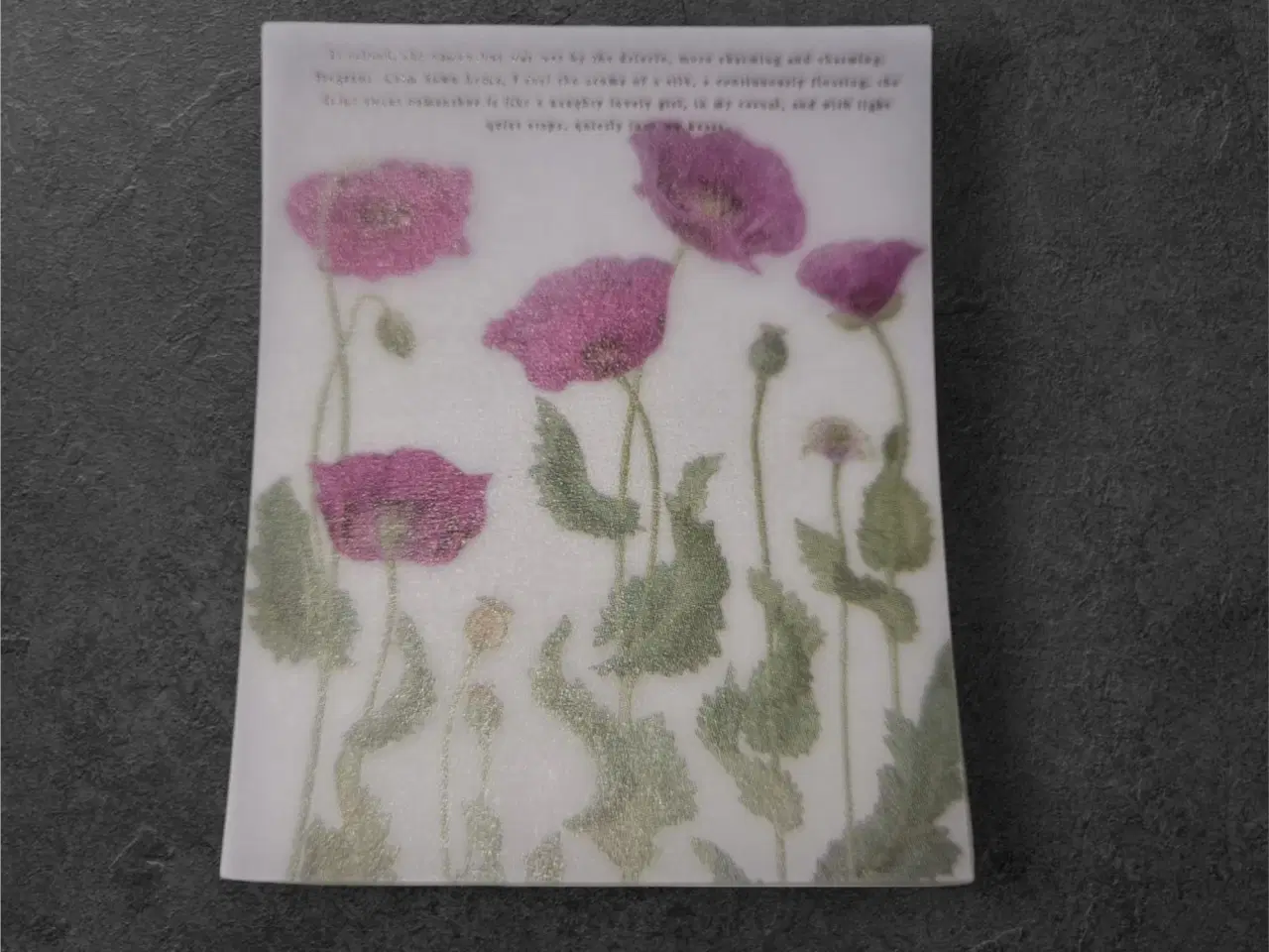 Billede 1 - Papirark med lyserøde valmuer og kunstnerisk tryk