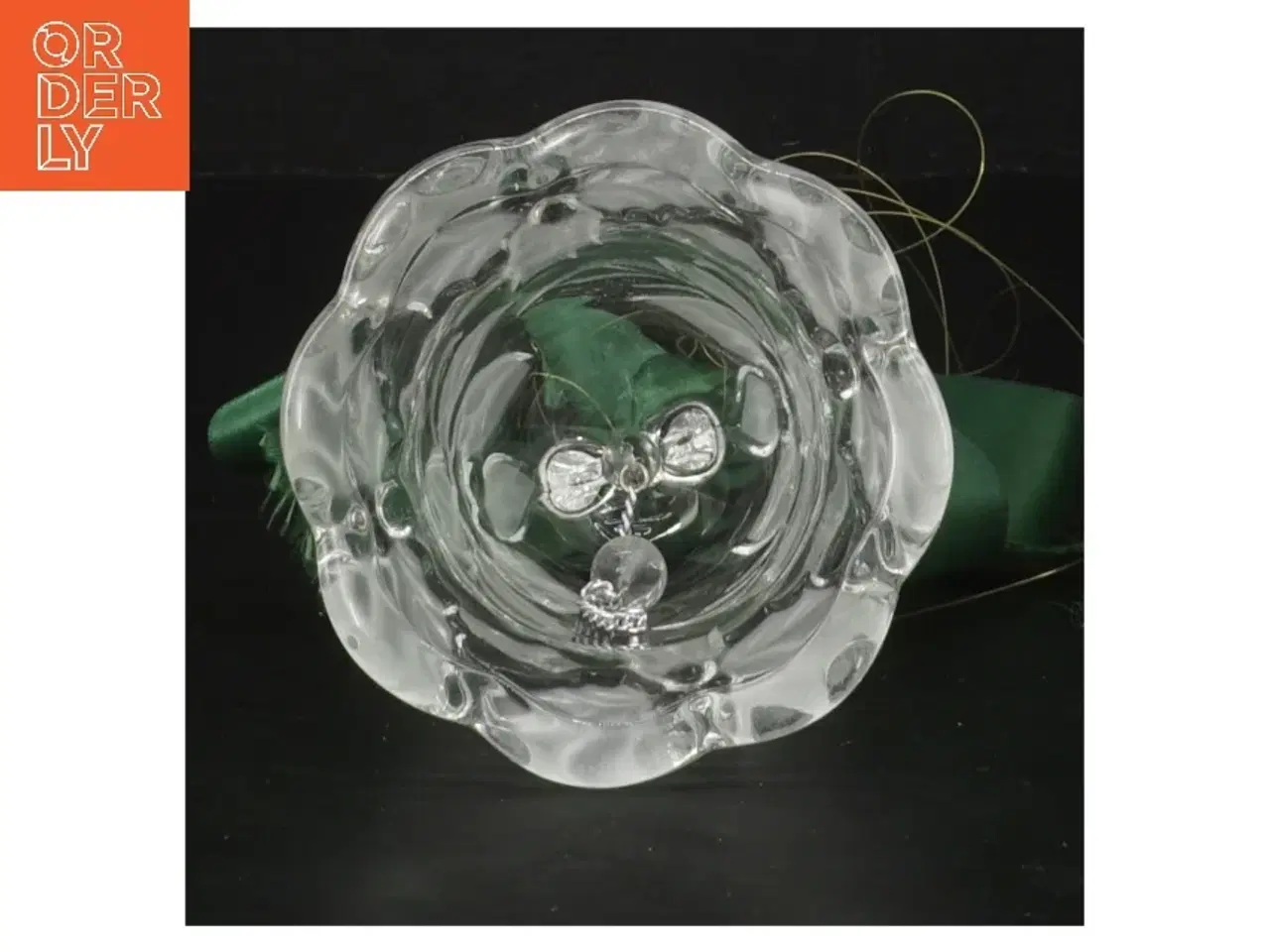 Billede 2 - Glasklokke med grøn sløjfe fra Walther-Glas (str. 10 cm)
