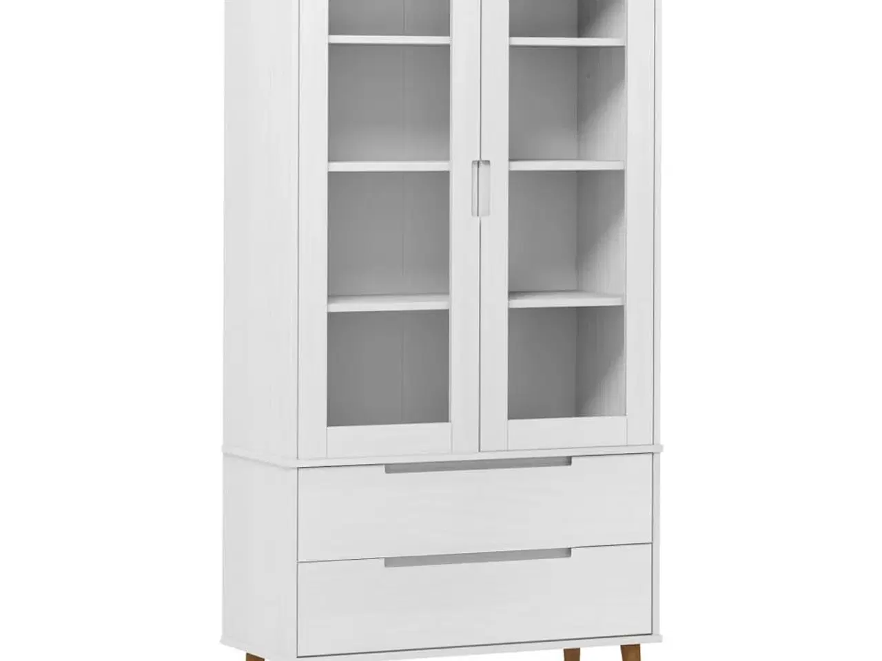Billede 2 - Vitrineskab MOLDE 90x35x175 cm massivt fyrretræ hvid