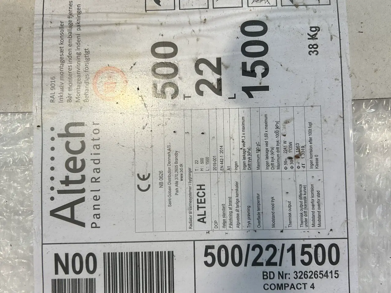 Billede 2 - Altech C4 radiator 22 - 500 x 1500 mm. RAL 9016. H