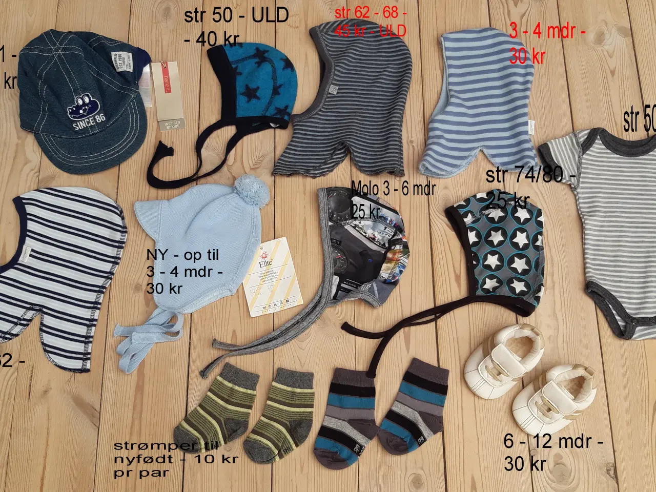 Billede 1 - STR nyfødt - str 74 - ULDBODY, huer mm - se fotos