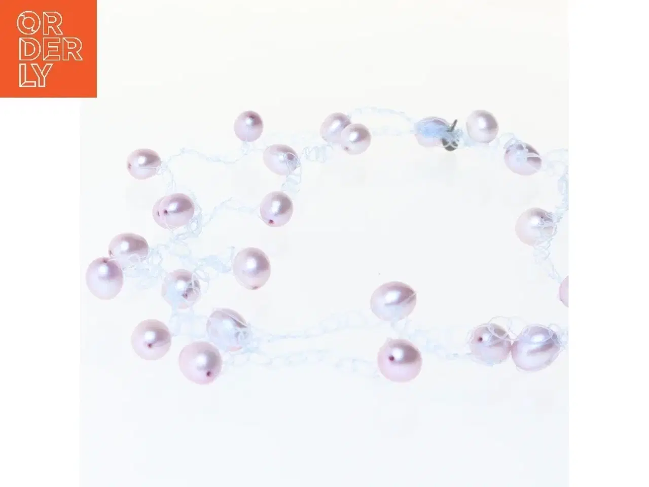 Billede 1 - Perlehalskæde med lyserøde perler (str. 25 cm)