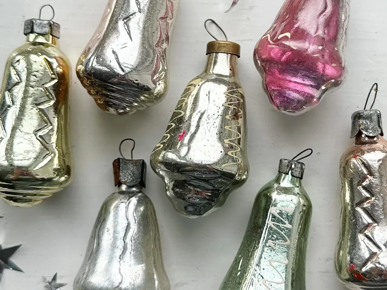 Billede 3 - Vintage julekugler, metalliske klokker, 7 stk samlet