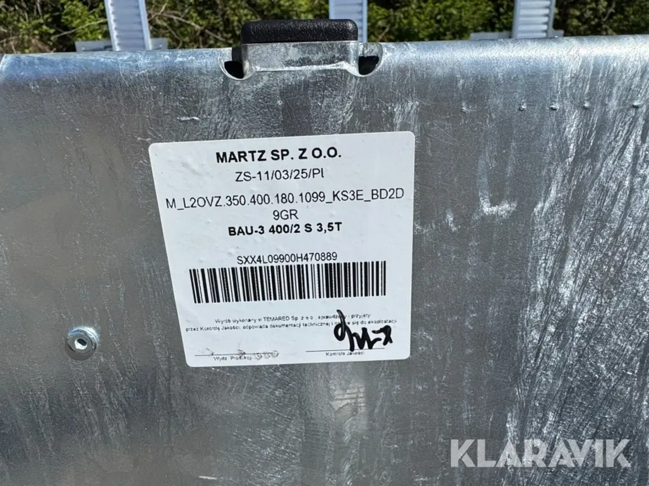 Billede 7 - Maskine/bil trailer Martz BAU-3 400/3 S 3,5T