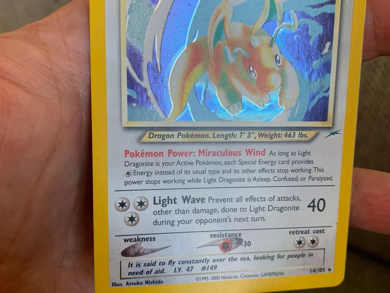 Billede 5 - Pokemon Light Dragonite holo kort, Excellent/NM st