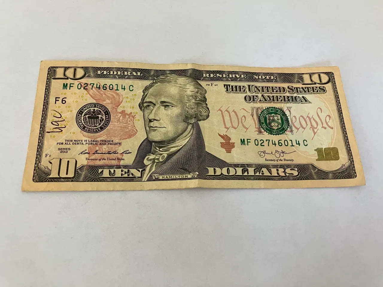 Billede 1 - 10 Dollars USA 2013 - Bemærk kuglepen