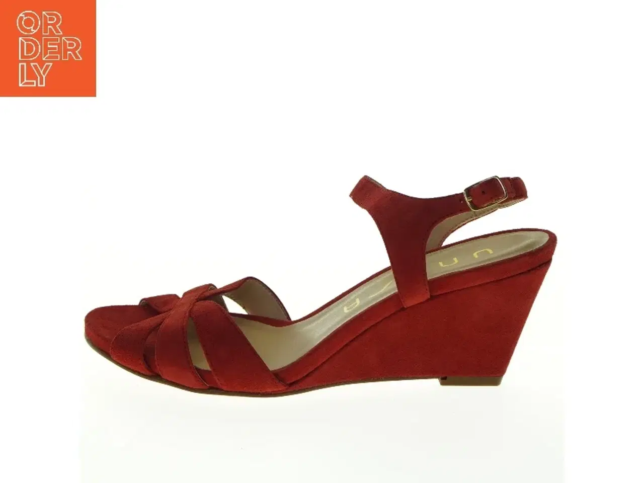 Billede 1 - Røde ruskindsko med kilehæl fra Unisa (str. 40)