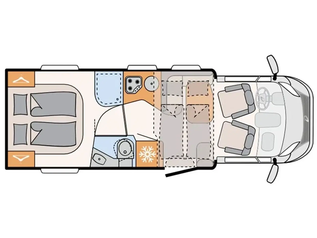 Billede 2 - 2023 - Dethleffs Pulse Classic T 7051 DBL   Udlejes: Ny autocamper med queens bed og rummelig siddegruppe