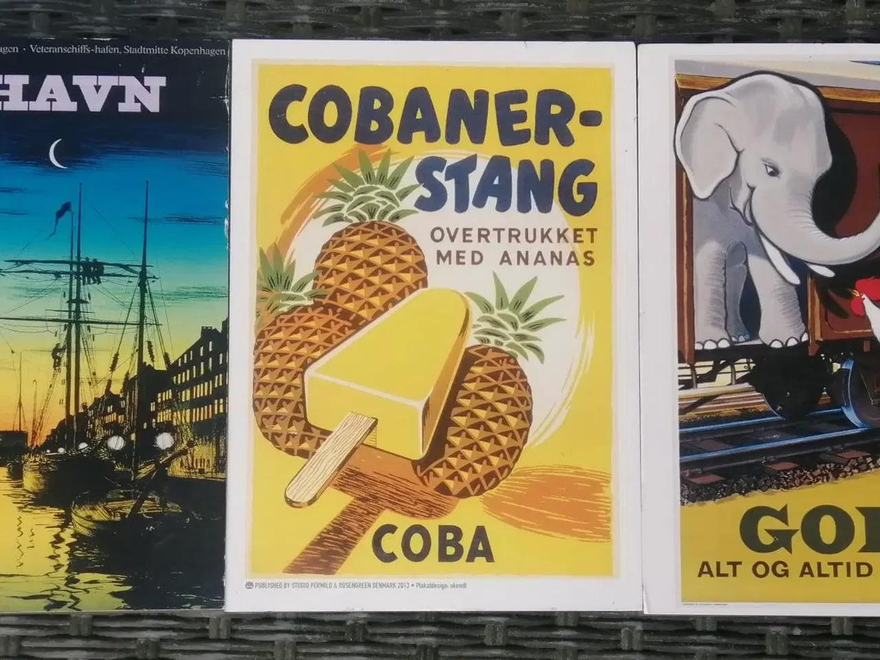 Billede 3 - 7 FLOTTE RETRO "DANMARK" TRÆSKILTE, 15X21 CM