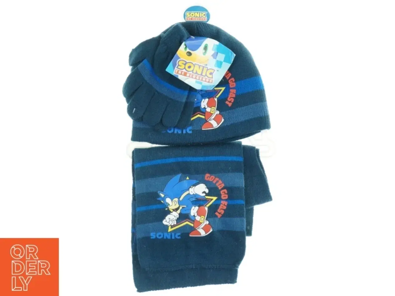 Billede 1 - Sonic The Hedgehog hue, halstørklæde og vanter sæt (str. 38 x 22 cm)