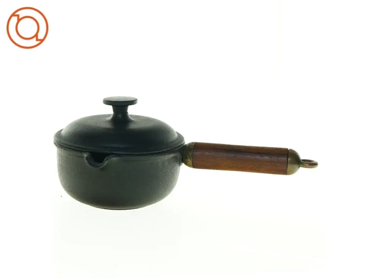Billede 1 - Le Creuset Støbejerns kasserolle med låg og træhåndtag (str. Ø 13 cm)