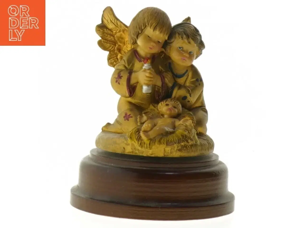 Billede 1 - Engelfigur med krybbescene (str. 14 cm)