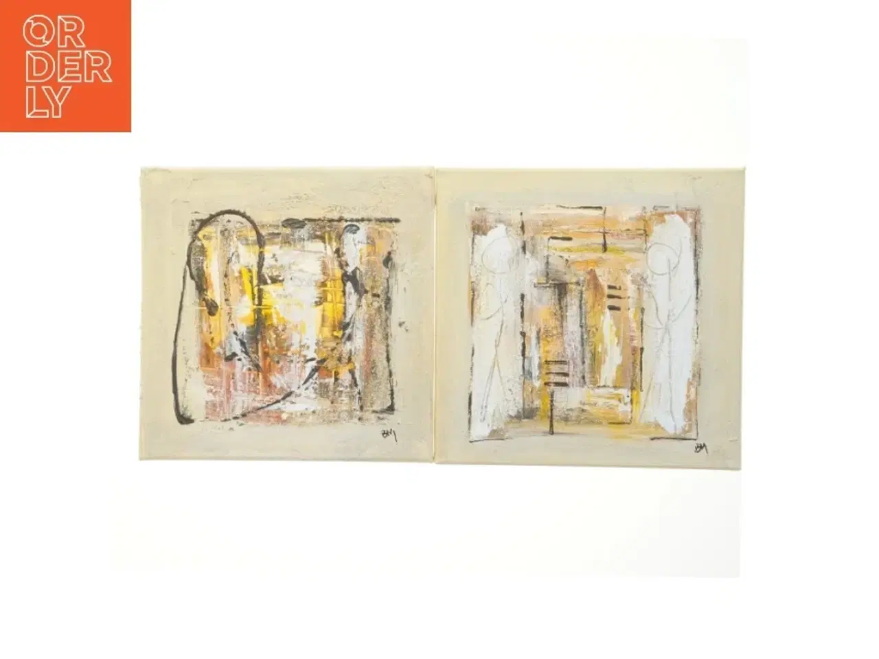 Billede 1 - Abstrakt maleri, 2 styk (str. 2 styk. 30. x. 30 cm)