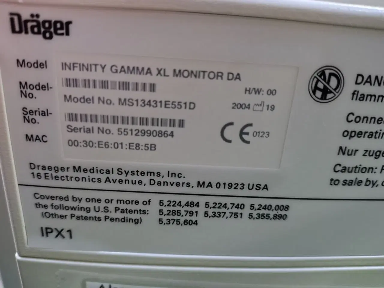 Billede 11 - Patient Monitor DRÄGER Infinity Gamma XL