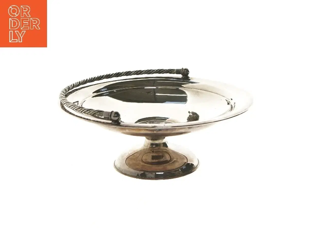 Billede 4 - Serveringsfad på fod med snoet hank. Sølvplet, ca fra 1900-1930  (str. Ø 26x10 cm)