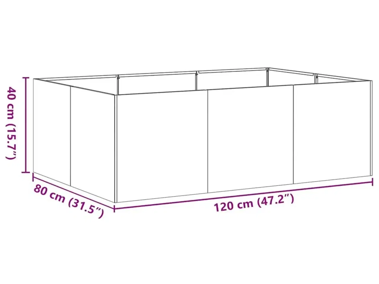 Billede 9 - Plantekasse 120x80x40 cm stål sort