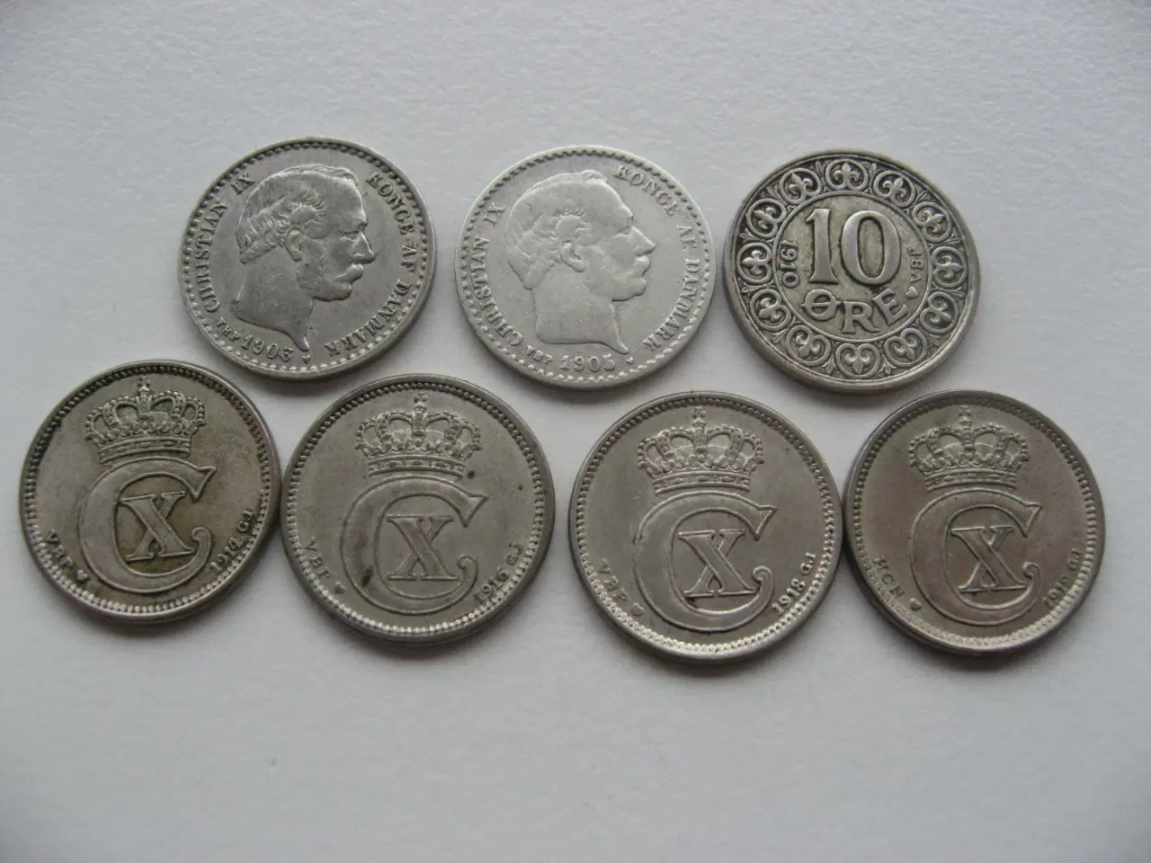 Billede 1 - 7 Særdeles flotte/flotte sølv 10 ører 1903-1919