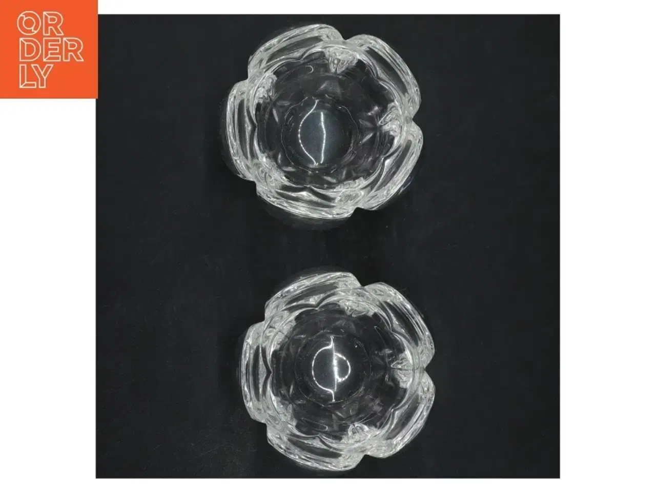 Billede 3 - Gennemsigtig glas lysestage (str. H. 7 cm. ø. 9 cm)