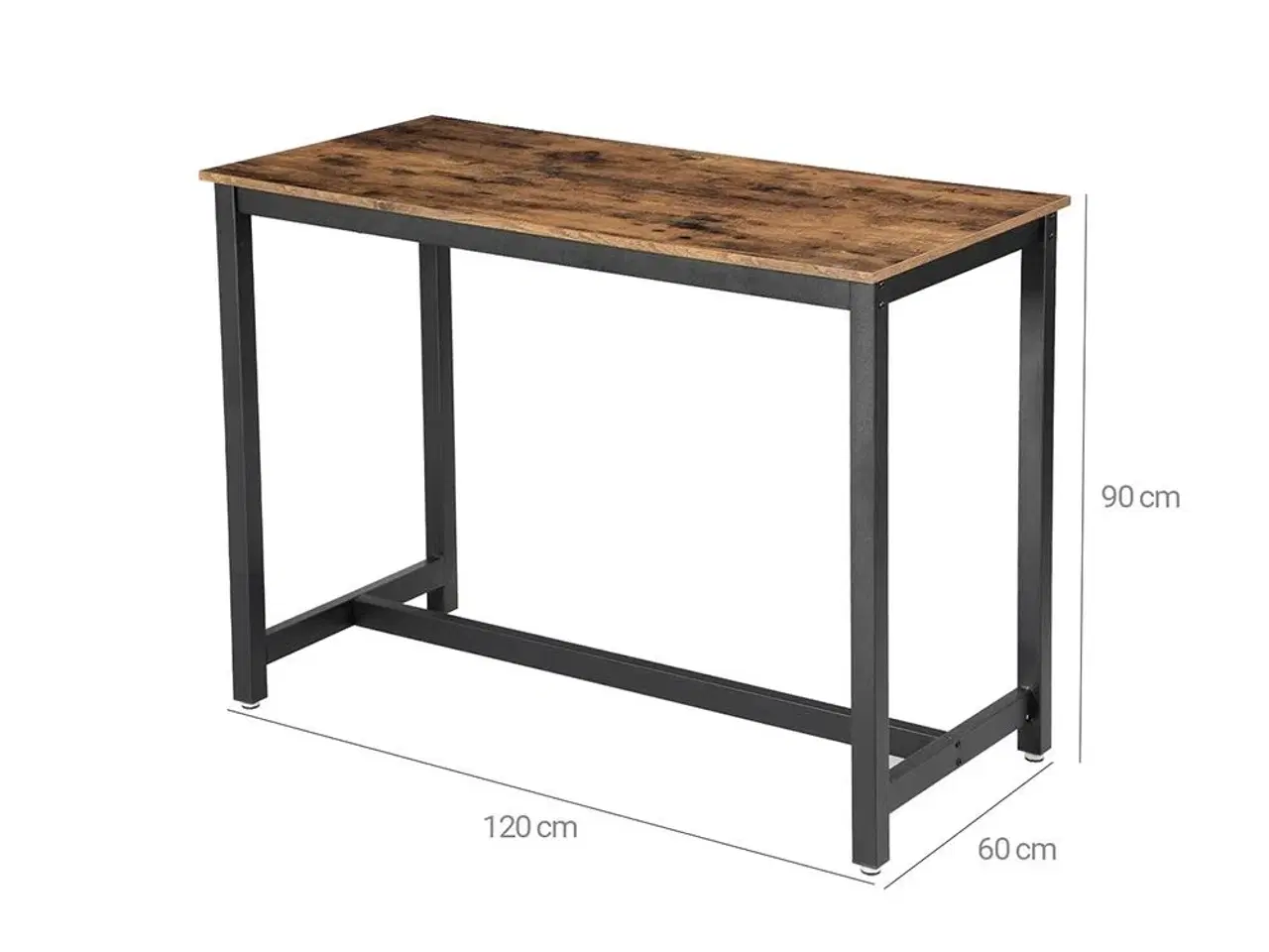 Billede 7 - Barbord industrielt spisebord 120 × 60 × 90 cm, trælook og metalstel