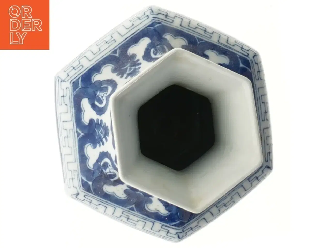 Billede 3 - Blå og hvid porcelænsvase (str. 35 cm)