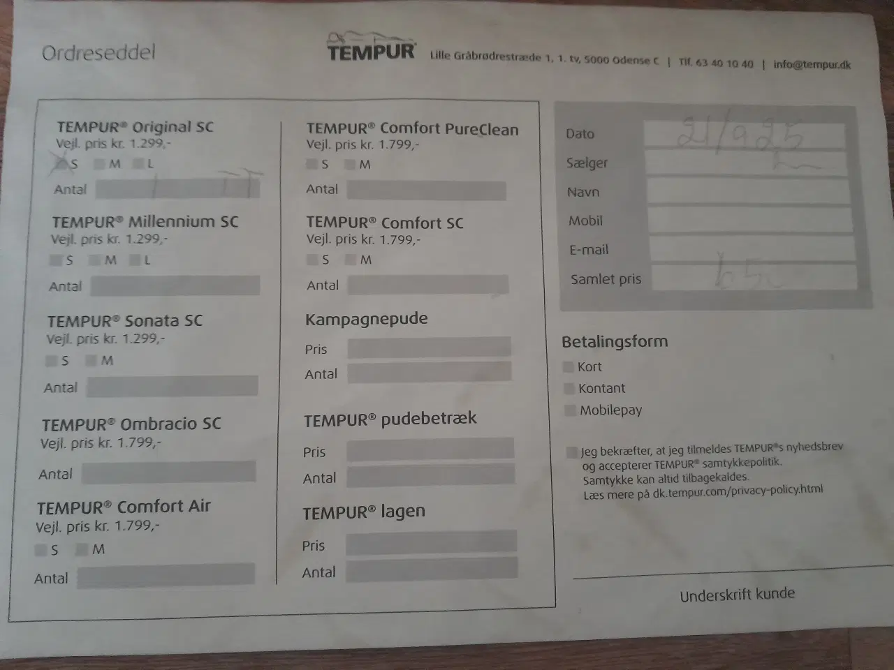 Billede 2 - Tempur hovedpude str. small