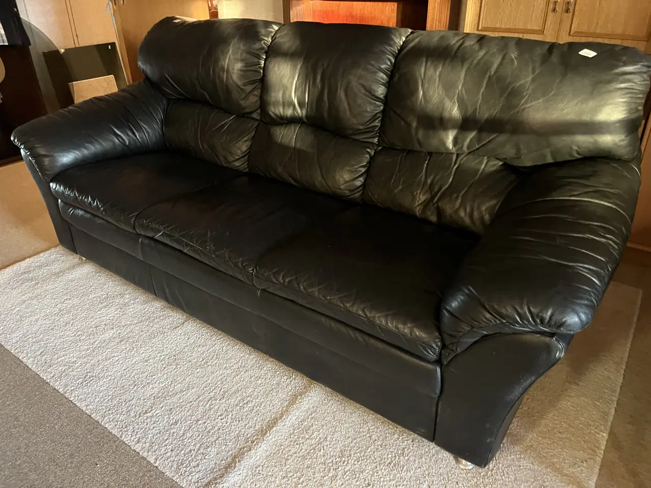 Billede 1 - 3 Pers. Sofa i sort læder