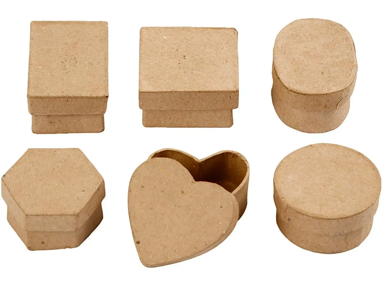 Billede 1 - Miniæsker i Papmaché - 6 stk. til Gaveindpakning