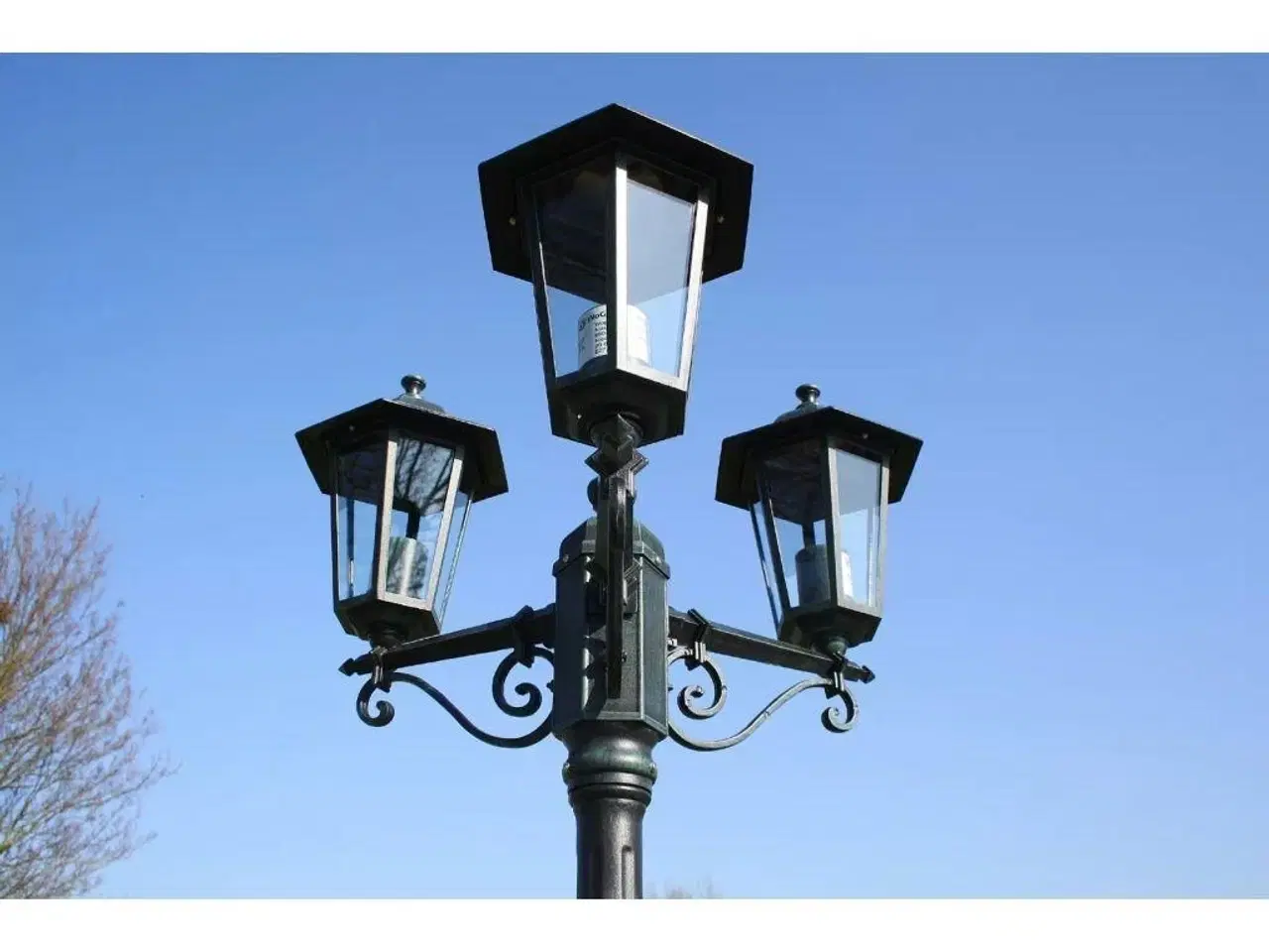 Billede 3 - Lygtepæl med 3 arme 215 cm aluminium mørkegrøn/sort