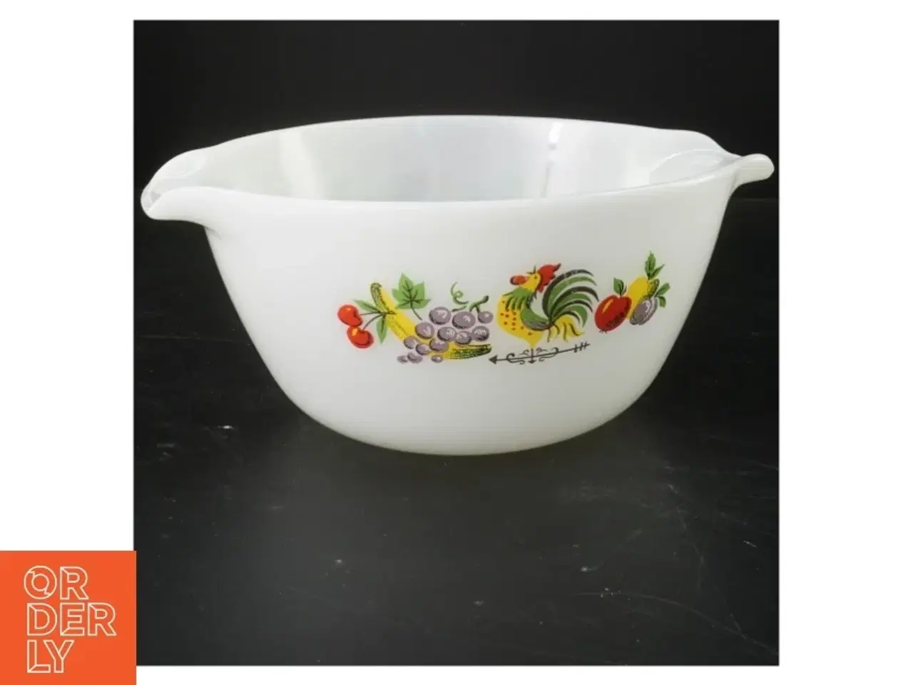 Billede 1 - Vintage brandskål med frugt og hane (str. 26x22x12 cm)