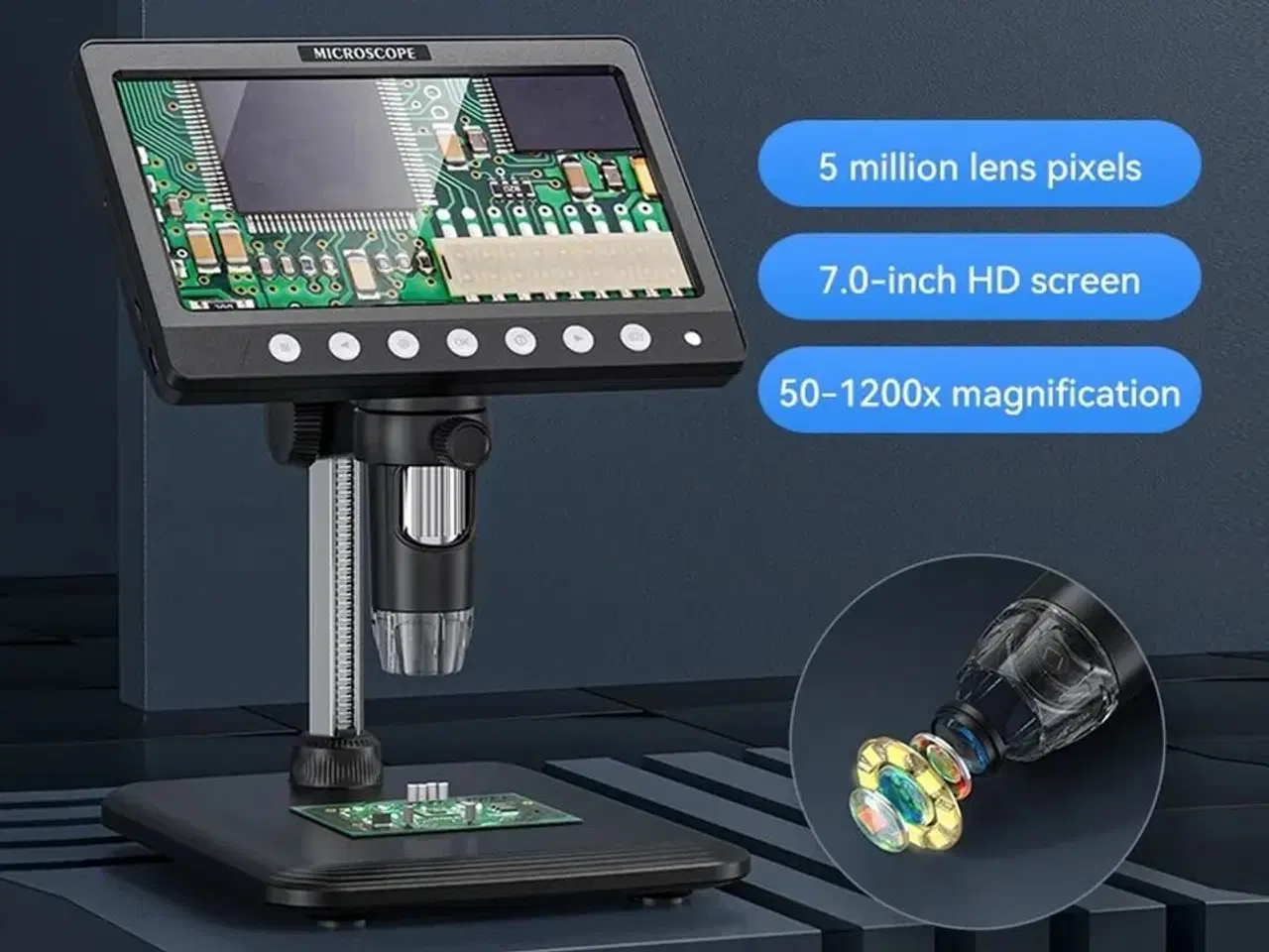 Billede 1 - USB-mikroskop med 7" skærm.