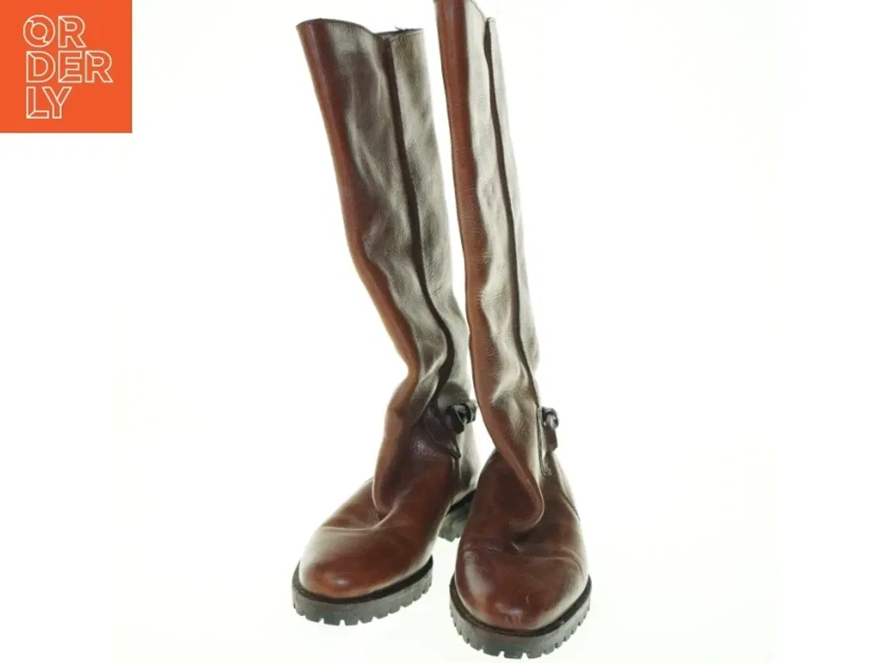 Billede 3 - Brune læderstøvler til kvinder fra Elastomere (str. 37)